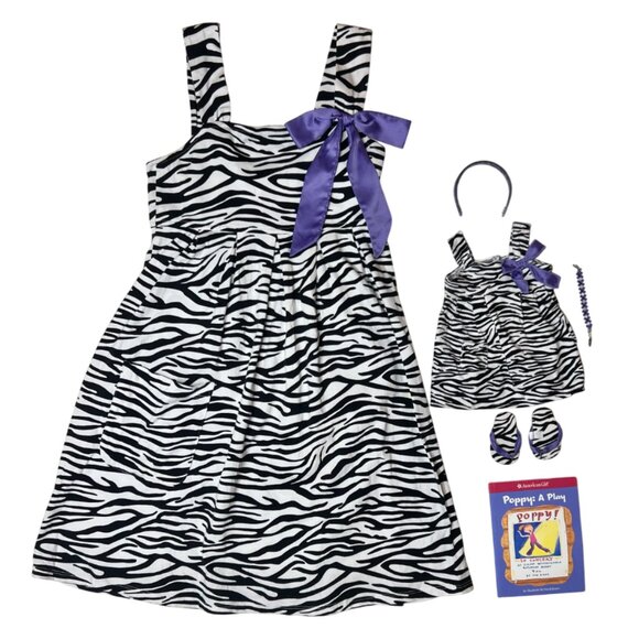 American Girl Zebra Safari Sundress Matching Set | Girls’ Sz 10 + Doll outfit - Picture 1 of 7